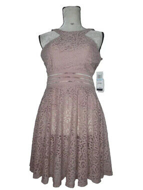 CITY STUDIO Juniors Mini Dress Lace Fit N Flare Pink Size 5  **New**